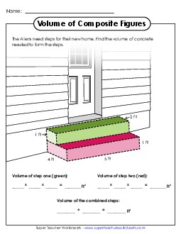 Volume of Composite Figures: Word Problem (Basic) Worksheet