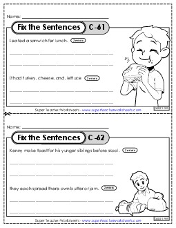 Fix the Sentences C-61 through C-65 Worksheet