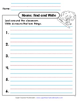 New Nouns: Find and Write (Things) Worksheet