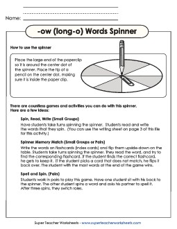 Word Spinner (-ow) Word Families Worksheet