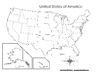 Blank USA Map 1st Grade Social Studies Worksheet