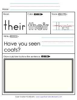 Worksheet 3: Their Sight Words Individual Worksheet