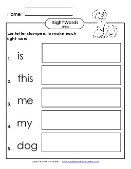 Letter Stampers (Unit 2) Free Sight Words Worksheet