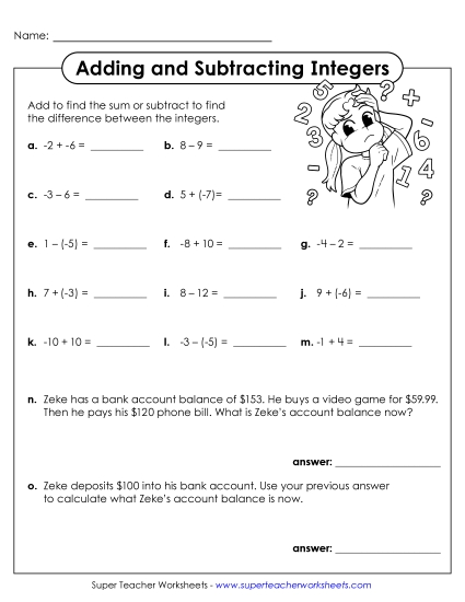 New Adding & Subtracting Integers Worksheet New Adding & Subtracting Integers Worksheet