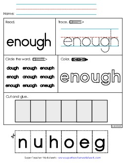 Worksheet 2: Enough Sight Words Individual Worksheet