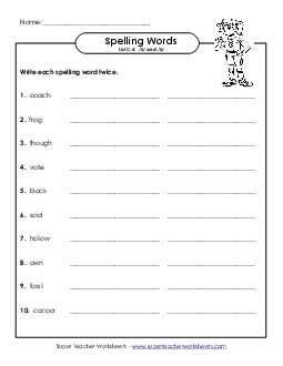 Write Twice (C-4) Spelling C Worksheet