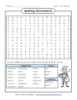 Word Search Puzzle (D-1) Free Spelling D Worksheet