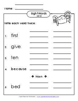 Write Twice (Unit 30) Sight Words Worksheet