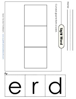 Large Cut-and-Glue: Red Sight Words Individual Worksheet