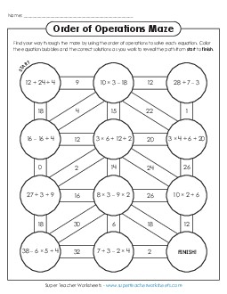 Puzzle: Order of Ops Maze Order Of Operations Worksheet