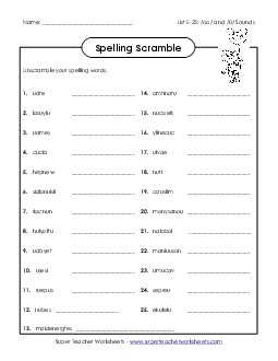 Unscramble (E-23) Spelling E Worksheet