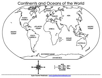 Continent and Ocean Map Free 3rd Grade 3rd Grade Social Studies Worksheet