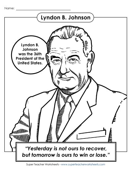 aPresident #36: Lyndon Johnson<br>Coloring Page