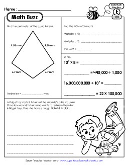 Math Buzz: Week 21 Worksheets 101 through 105 Daily Math Review Worksheet