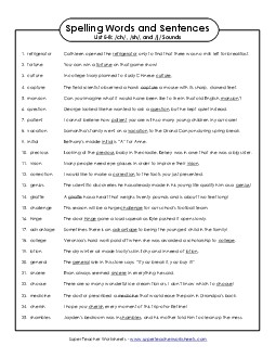 Spelling Sentences (E-8) Spelling E Worksheet