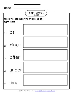 Letter Stampers (Unit 29) Sight Words Worksheet