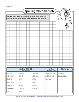 Make-a-Search (D-22) Spelling D Worksheet