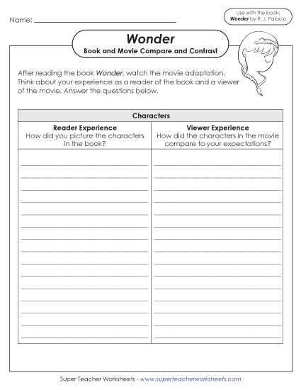 New Reader vs. Viewer Experience (Wonder) Worksheet New Reader vs. Viewer Experience (Wonder) Worksheet