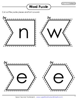 Word Puzzle: Between Sight Words Individual Worksheet