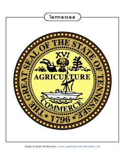 Tennessee State Seal (Full-Color Version) States Individual Worksheet