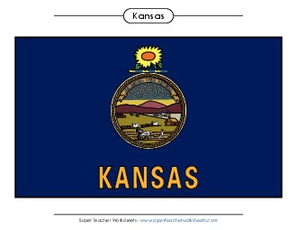 Kansas State Flag (Full-Color Version) States Individual Worksheet