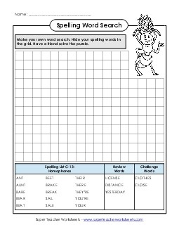 Make-a-Search (C-13) Spelling C Worksheet