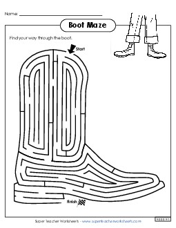 Boot Maze Brainteasers Worksheet