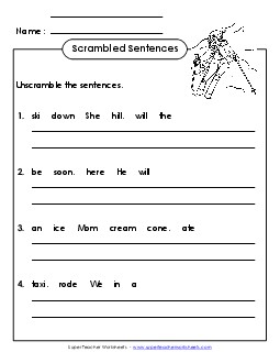 Scrambled Sentences (A-11) Spelling A Worksheet