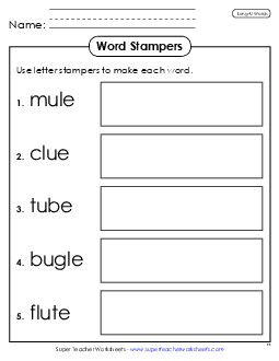 Letter Stampers Phonics Long Short U Worksheet