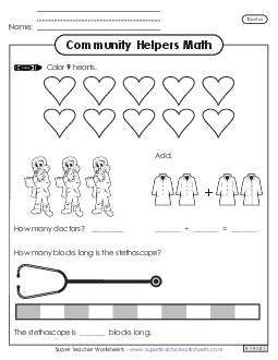 Community Helpers Math: Doctor Worksheet