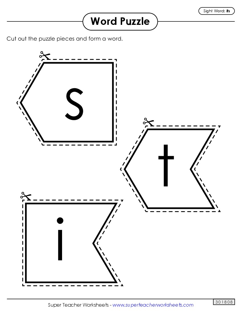 Word Puzzle: Its Sight Words Individual Worksheet