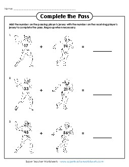 Complete the Pass (2-Digit Addition) Worksheet