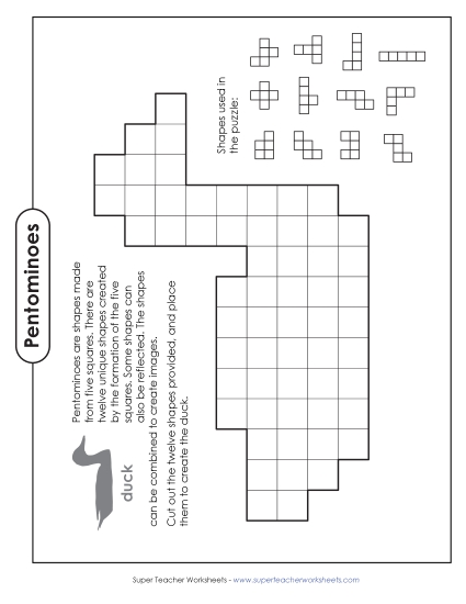 New Duck Pentomino Puzzle Worksheet New Duck Pentomino Puzzle Worksheet