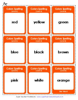 Flashcards (A-Color Words) Spelling A Worksheet