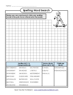 Make-a-Search (D-16) Spelling D Worksheet