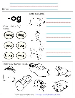 Worksheet 2 (-og Words) Word Families Worksheet