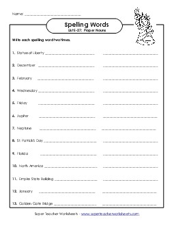 Write Twice (E-27) Spelling E Worksheet