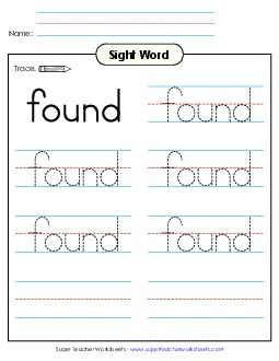 Trace the Word: Found Sight Words Individual Worksheet