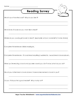 Reading Survey Worksheet