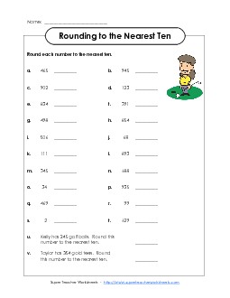 Rounding to the Nearest Ten - Worksheet 2 Worksheet