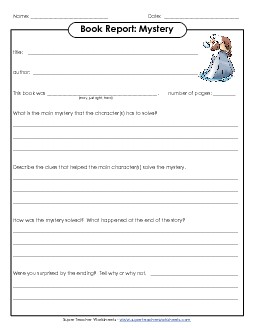 Book Report Form: Mystery Reading Worksheet