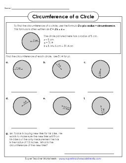 Circumference of a Circle 2 Geometry Worksheet