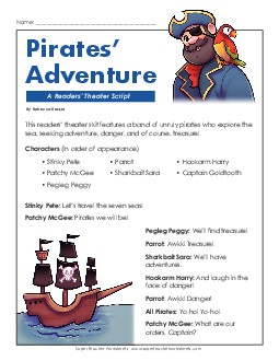 Pirates\' Adventure Readerstheater Worksheet