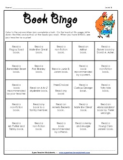 Book Bingo: 2nd Grade Reading Worksheet