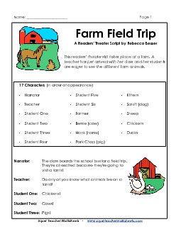 Farm Field Trip Readerstheater Worksheet