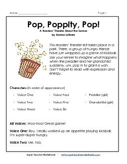 Pop, Poppity, Pop! Reader\'s Theater Script Readerstheater Worksheet