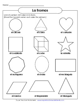 Shape Pictures Spanish Worksheet