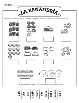 La Panaderia (Numbers 1-10) Spanish Worksheet