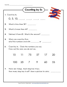 Questions: Counting by 5s Worksheet