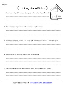 Thinking About Solids Geometry Worksheet